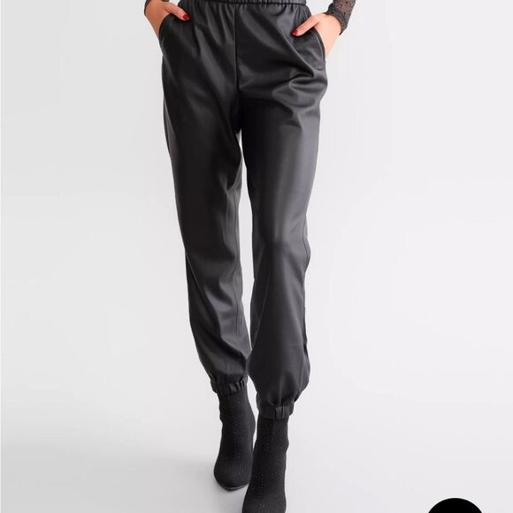 Z Supply Black Lenora Faux Leather Jogger Size XL - Picture 2 of 12